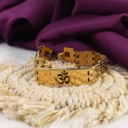 Om Bracelet with Golden Plating: Divine Energy and Lasting Shine