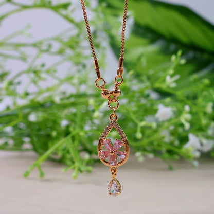 Elegant Pink Flower Pendant Necklace for Women