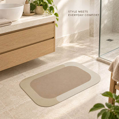 Decorative Bathroom Floor Mat with Soft Top Surface and Border (1 Pc, 59x40 Cm)