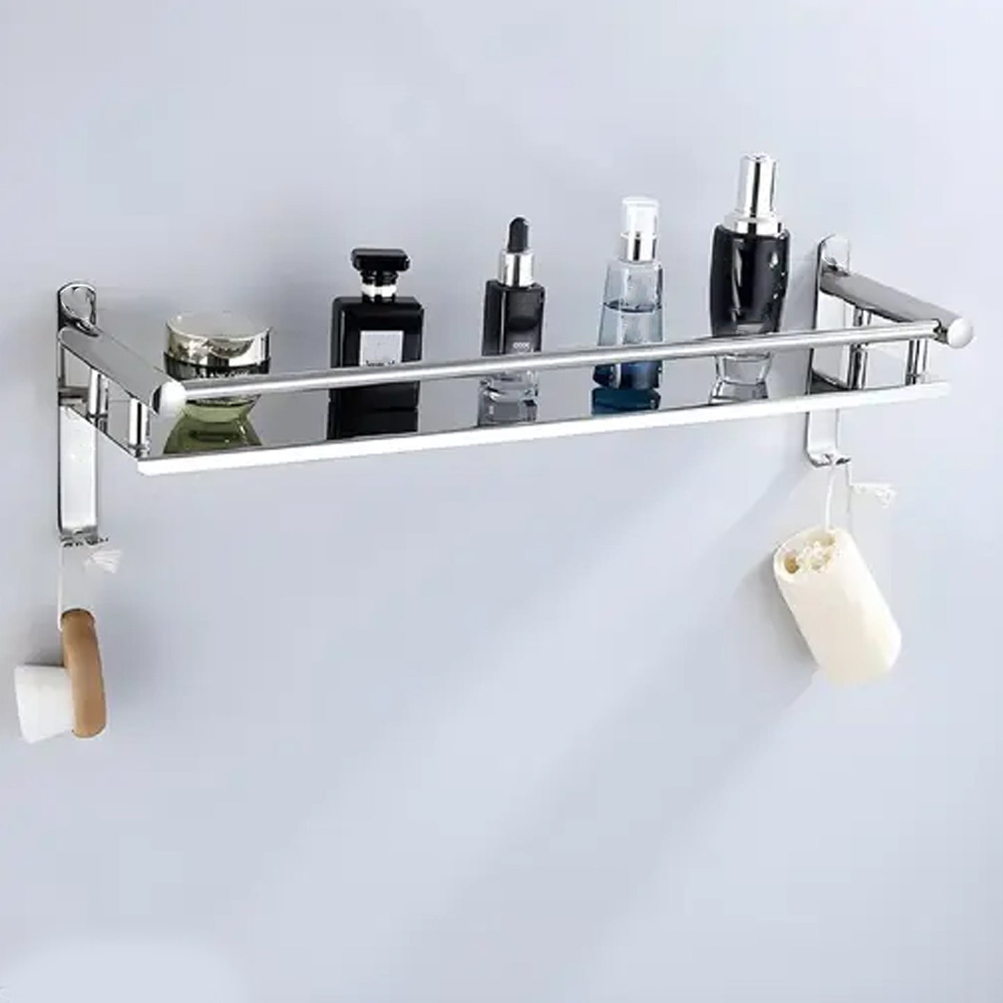 Stainless Steel Wall Mounted Washroom Rack - Single Layer Multipurpose Cabinet