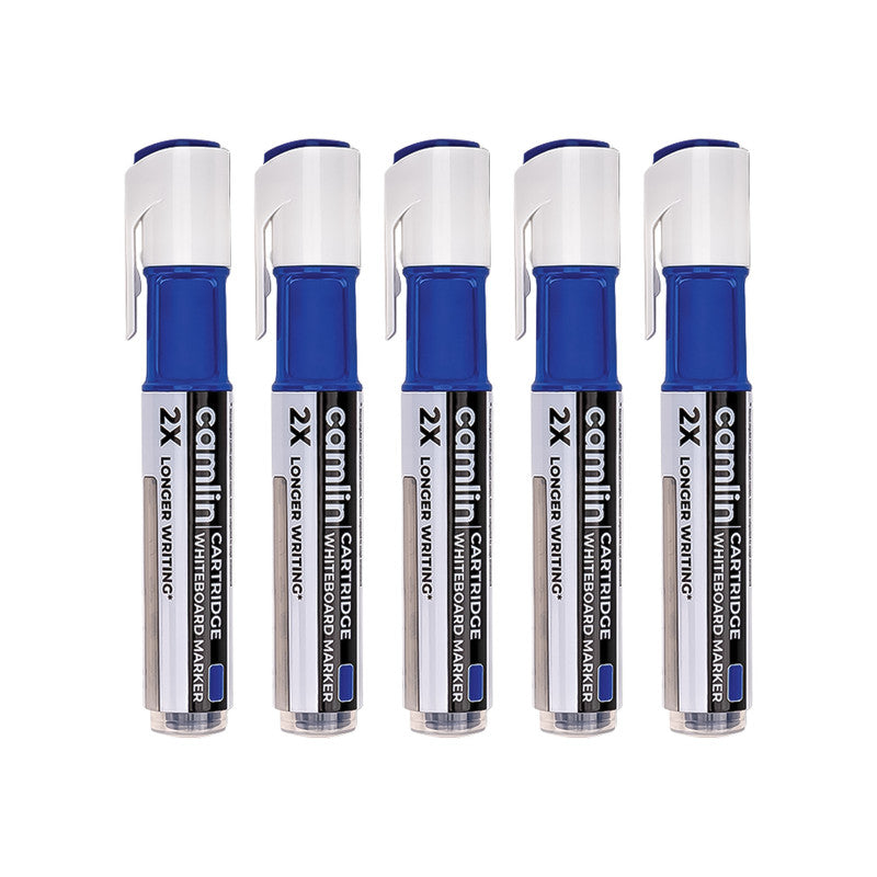 Camlin Cartridge Whiteboard Marker – Blue Color Long-Lasting Writing Refillable Markers (Pack of 5)