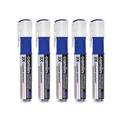 Camlin Cartridge Whiteboard Marker – Blue Color Long-Lasting Writing Refillable Markers (Pack of 5)