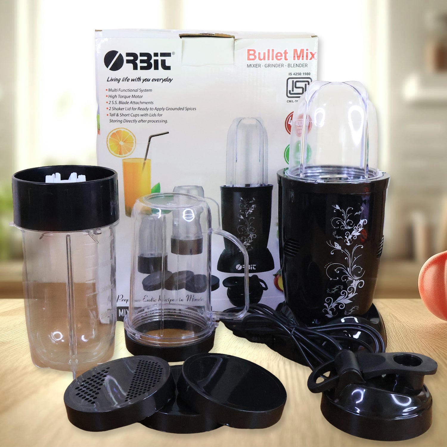Orbit Bullet Mixer Grinder - 400W with 3 Jars