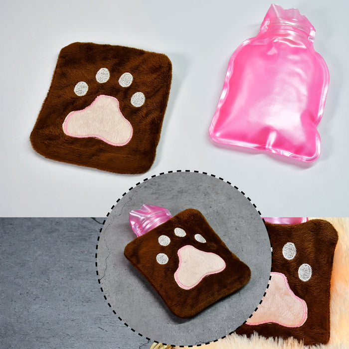 Paw Print Small Hot Water Bag with Cover for Pain Relief