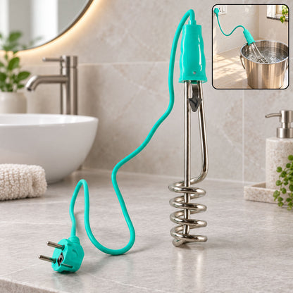 Electric Immersion Water Heater Rod with Spiral Coil and Hanging Rim Clip (1 Pc)