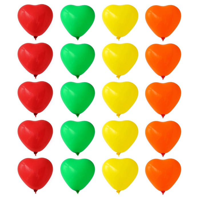 8891 Heart shaped balloons Kinds of Rainbow Party Latex Balloons for Birthday / Anniversary / Valentine's / Wedding / Engagement Party Decoration Multicolor (20 Pcs Set)