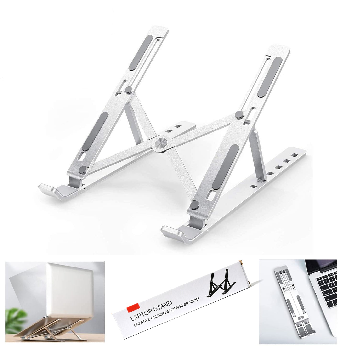 Metal Portable Laptop Stand – 6-Angle Adjustable Riser for Laptops, Phones & Tablets