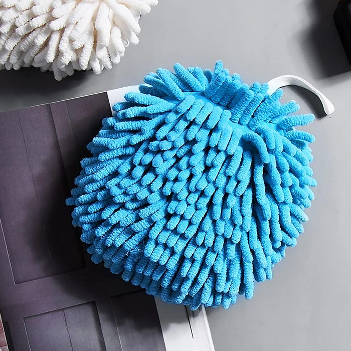 Hand Towels for Bathroom, Kitchen Hand Towel Hand Dry Towels Absorbent Soft Hanging Hand Bath Towels Microfiber Plush Chenille Hand Towel Ball Machine Washable Bathroom with Loop (1 Pc)