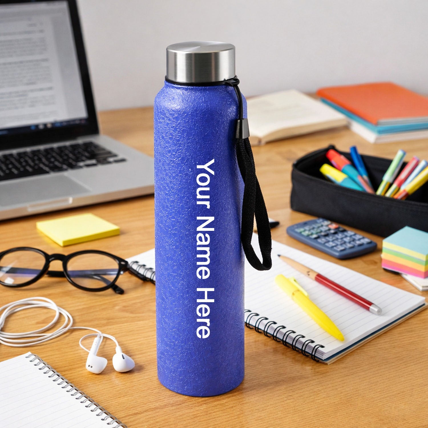 Custom Classic Stainless Steel Water Bottle Blue Color (1000 ML, 1 Pc)