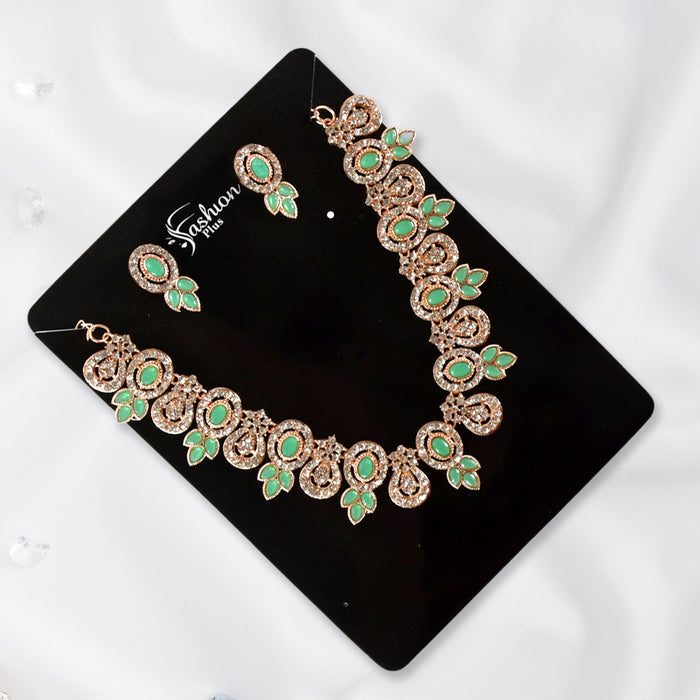 Green & White Diamond Necklace Set