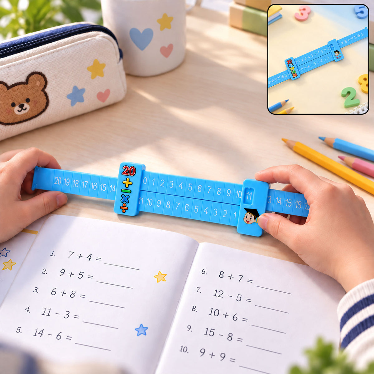 2 in 1 Math Decomposition Sliding Ruler for Addition and Subtraction Fun (1 Pc)