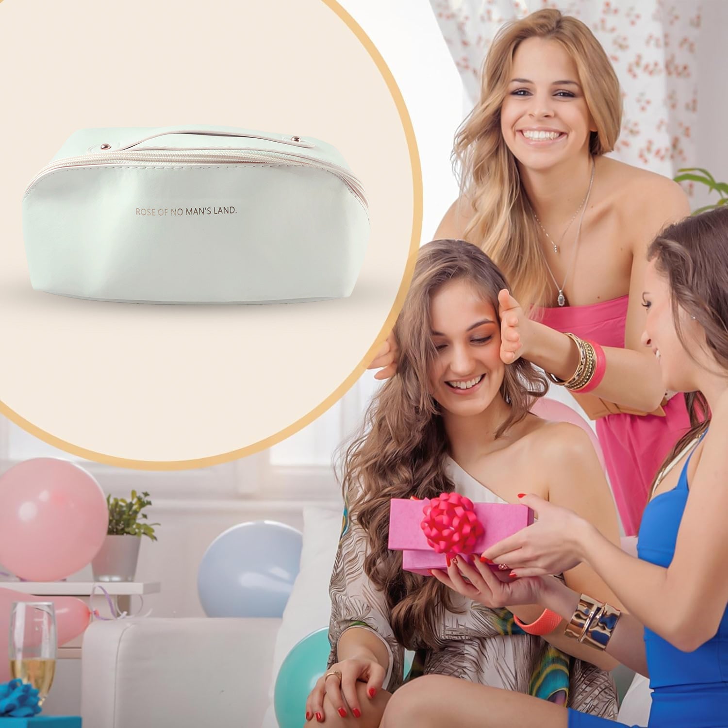 Travel Makeup & Toiletry Organizer Pouch with Zipper & Handle (1 Pc / Mix Color)