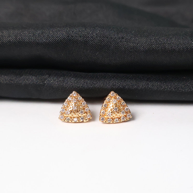 Trendy Gold-Plated Triangle CZ Stud Earrings for Women