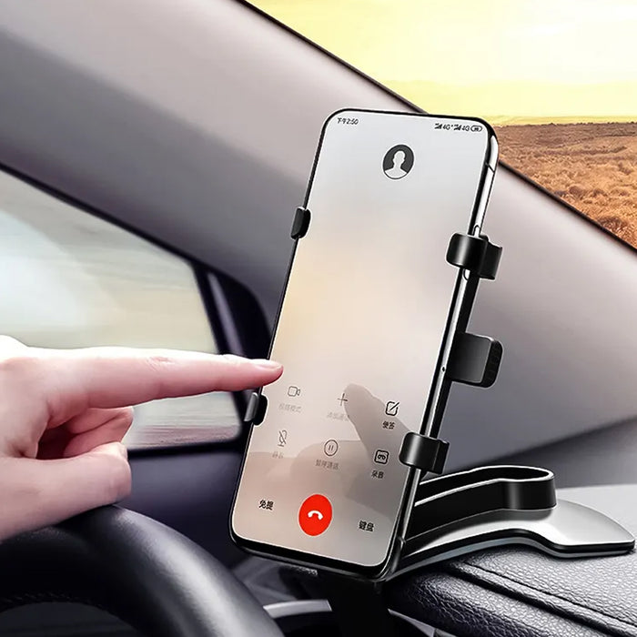 6948  Car Phone Holder Clip Mount 360 Degree Rotation Dashboard Rear View Mirror Sun Visor Smartphone HUD Navigation Fold Stand Plastic Black Compatible For All Smart Phones