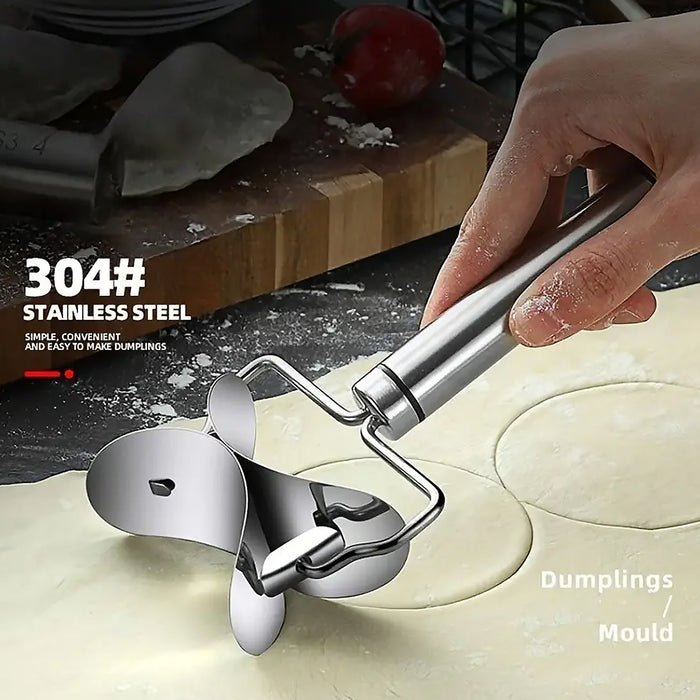 Multifunctional Easy and Fast Stainless Steel Puri cutter roller Machine with Handle for Home Baking Tools for Women, Dough Circle Roller Cutter for Kitchen (1 pc)