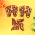 Laxmi Charan & Swastik Decorative Sticker Set – 3pc Festive Rangoli