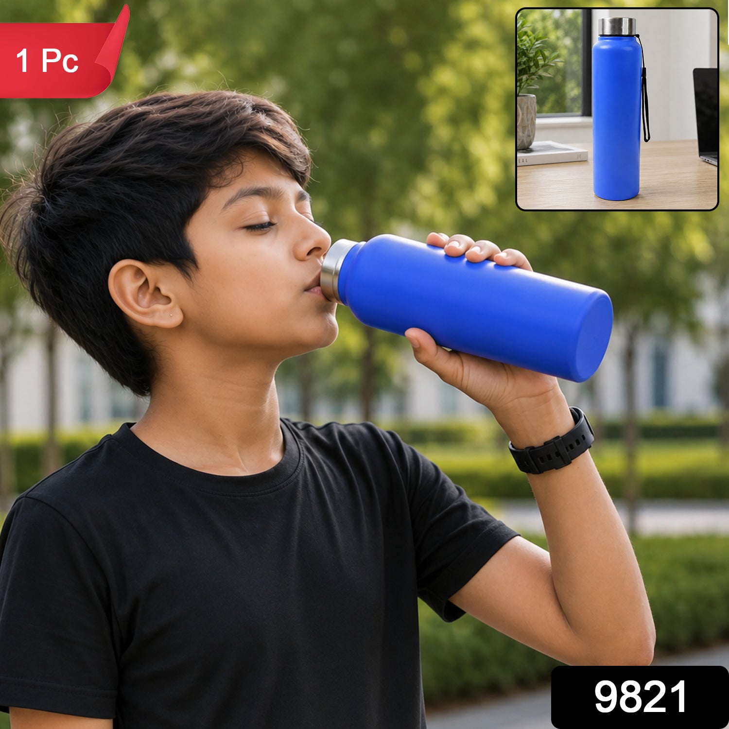 Men Stainless Steel Leak Proof Water Bottle 1000 ML Gym Office Sports (1 Pc)