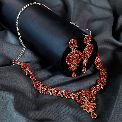 Red Diamond Necklace with Earring Set