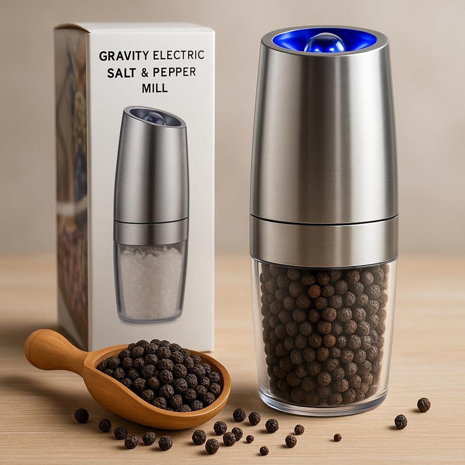 Automatic Gravity Electric Salt and Pepper Grinder Mill (1 Pc)