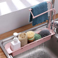 Kitchen Sink Organizer Rack with Towel Holder & Drain Tray