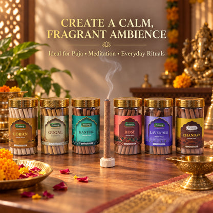 Assorted Fragrance Dhoop Sticks Jar Combo for Daily Puja (6 In 1, 100 Gm Each)