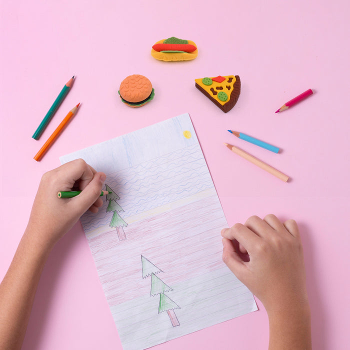 18028 3D Food Fancy & Stylish Colorful Erasers, Mini Eraser Creative Cute Novelty Eraser for Children Different Designs Eraser Set for Return Gift, Birthday Party, School Prize (1 Set / Mix Design & Color)