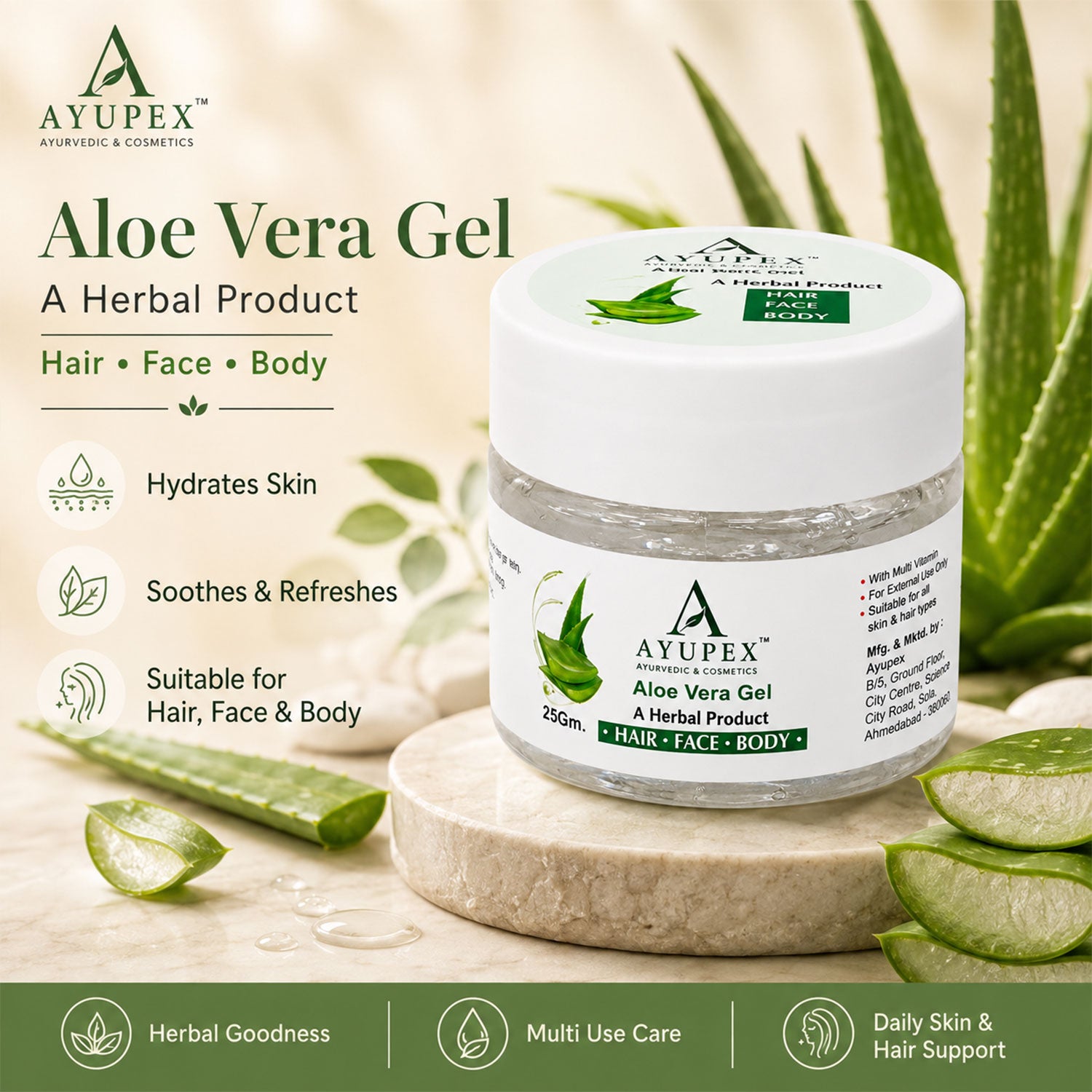 Aloe Vera Gel – Pure Hydrating Herbal Nourishment for Skin & Hair