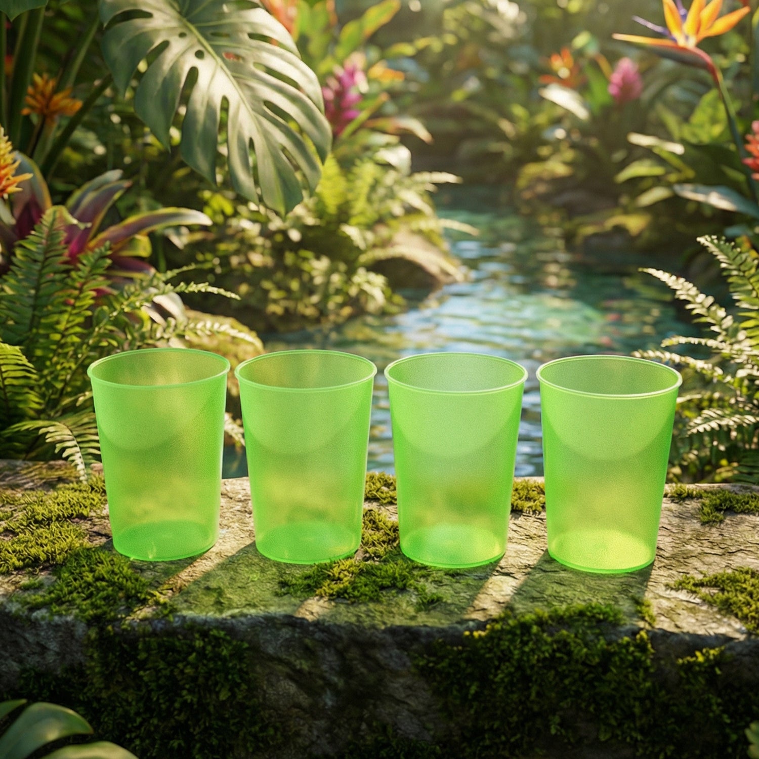 Reusable Plastic Drinking Tumblers - 4-Piece Transparent Water Cup Set