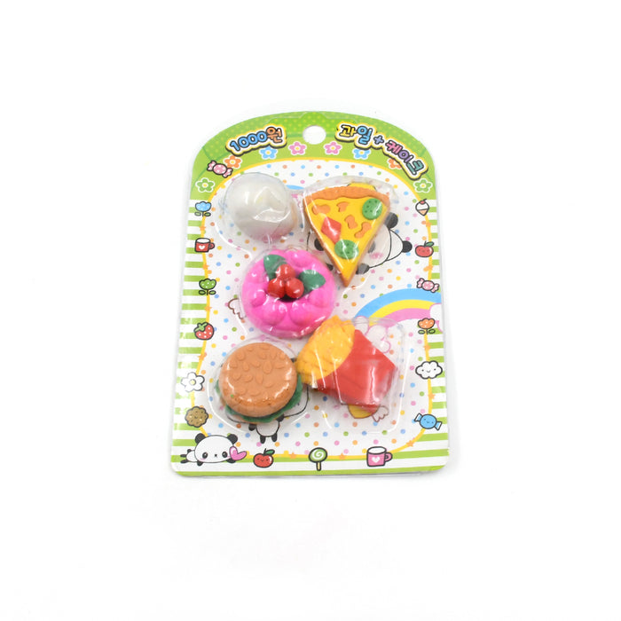 18034 3D Food Shape Fancy & Stylish Colorful Erasers, Mini Eraser Creative Cute Novelty Eraser for Children Eraser Set for Return Gift, Birthday Party, School Prize(5 Pcs Set)