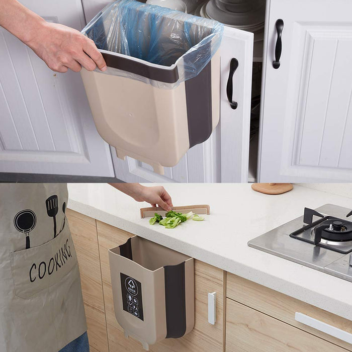 Hanging Trash Can for Kitchen Cabinet Door, Small Collapsible Foldable Waste Bins, Hanging Trash Holder for Bathroom Bedroom Office Car, Portable.