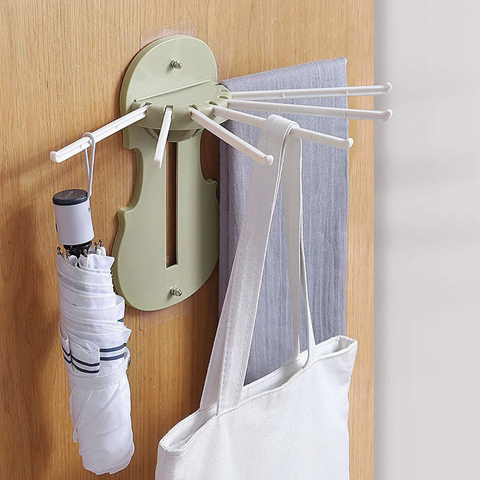 Plastic 7-in-1 Multifunction Retractable Wall-Mounted Pull-Out Hanger Rack Without Punching Hooks Up for Kitchen Bathroom