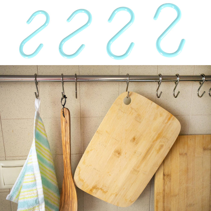 Plastic S Shaped Hook Hanger S Hanging Hooks Towel Clothes Hook for Spoon Pan Pot Towel in Kitchen Bedroom Bathroom Office (4 Pcs Set)
