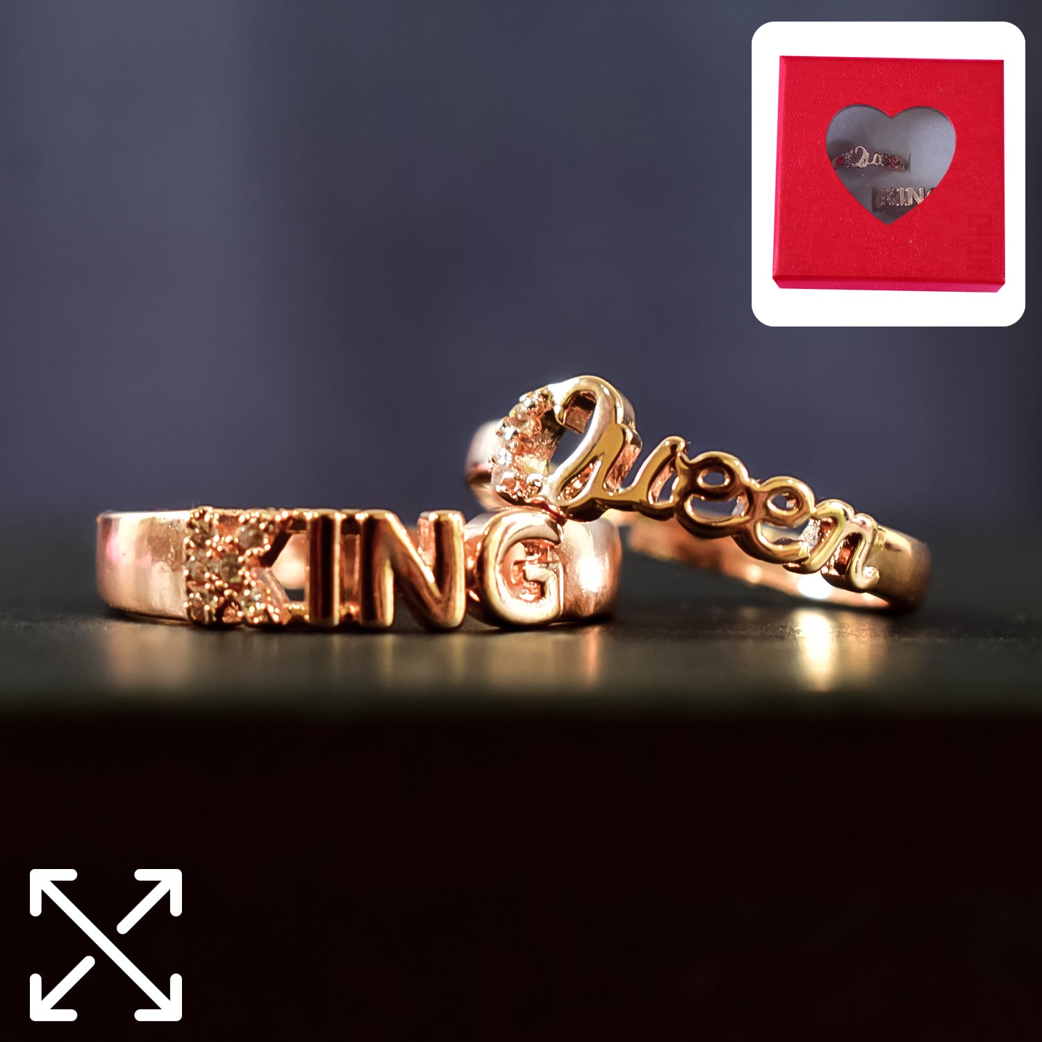 King and Queen Gold-Plated Rings Set