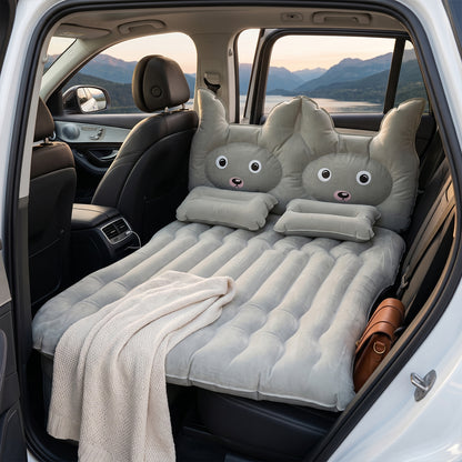 Inflatable car air mattress installed on car back seat