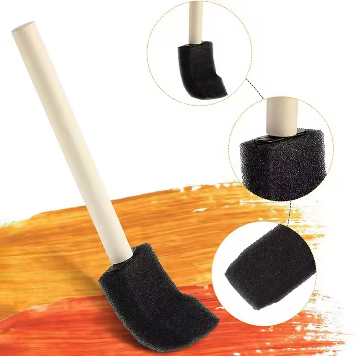 Multipurpose Sponge Brushes for Painting with Wooden Handles (5 Pcs Set)