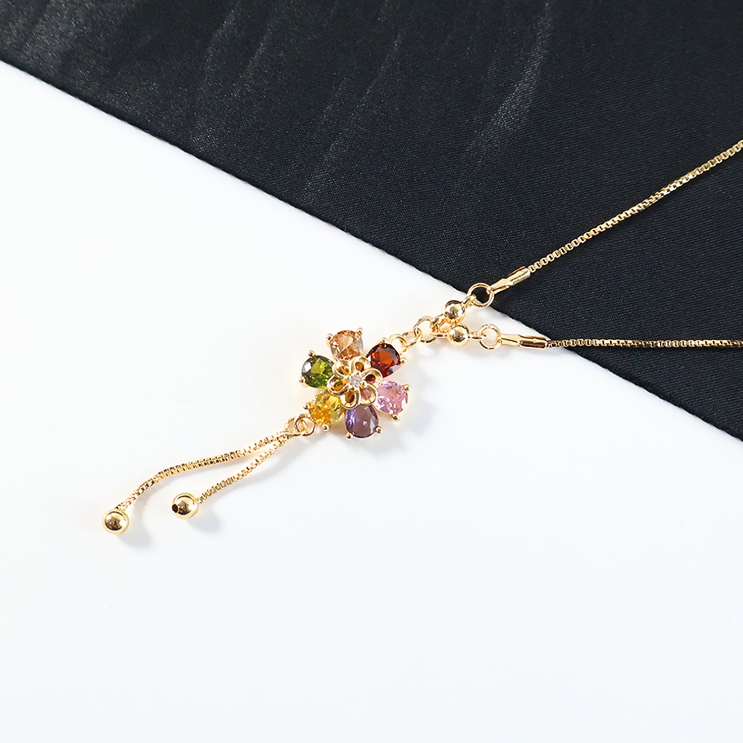 Gold Multicolor Pendant Necklace for Women