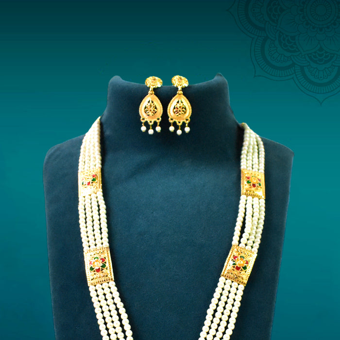 Classic Moti Necklace Set - Luxurious Pearl Elegance