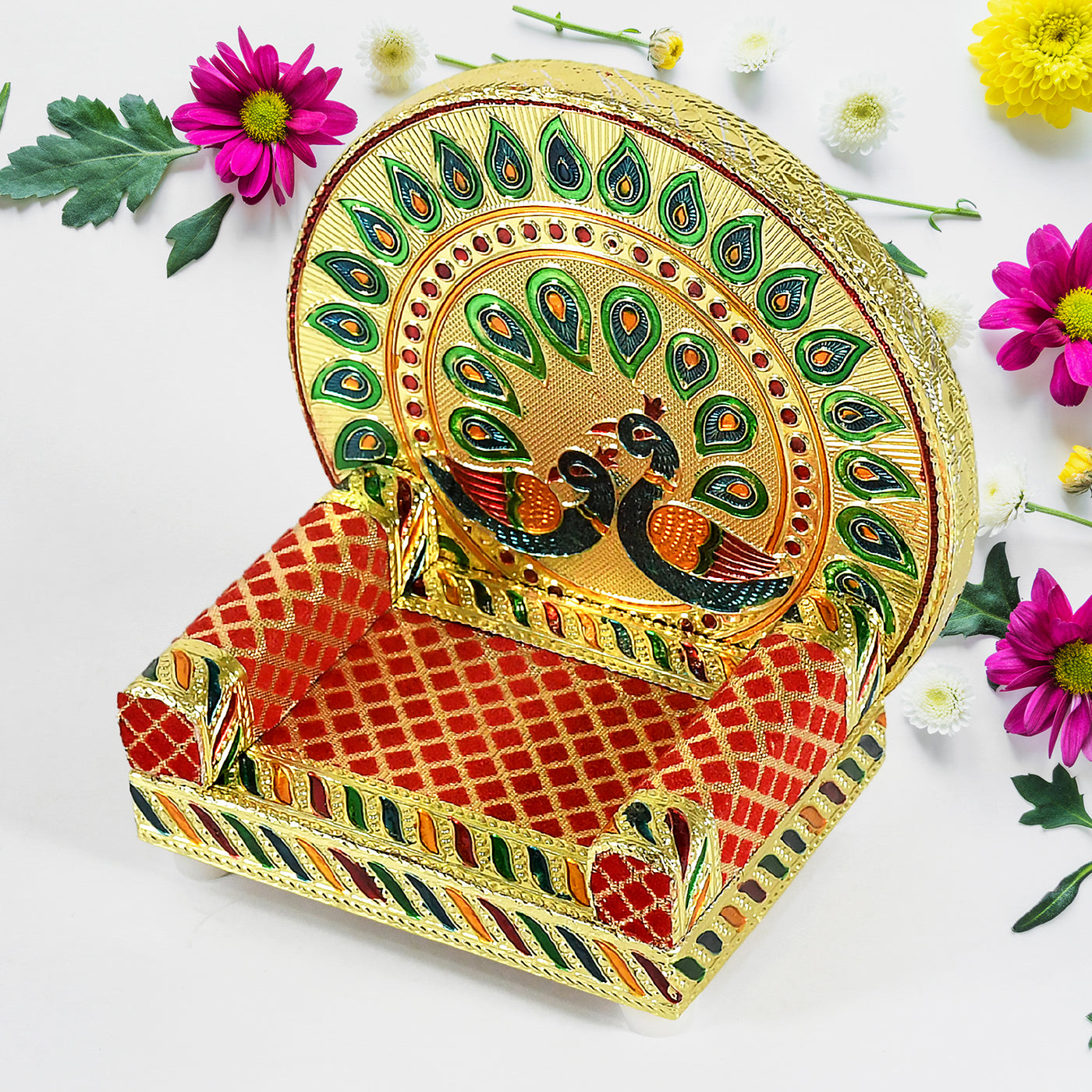 Handcrafted Meenakari Work Laddu Gopal Singhasan DeoDap