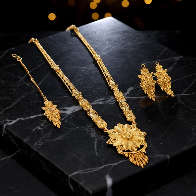 Bridal Lotus Blossom Necklace Set – Premium Traditional Design for Festive & Wedding Wear