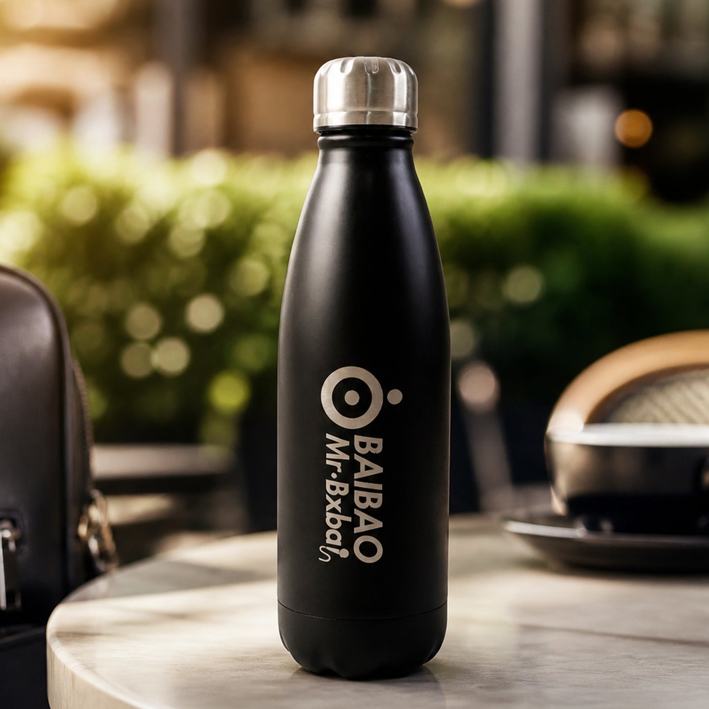 Steel bottle in hand showing size