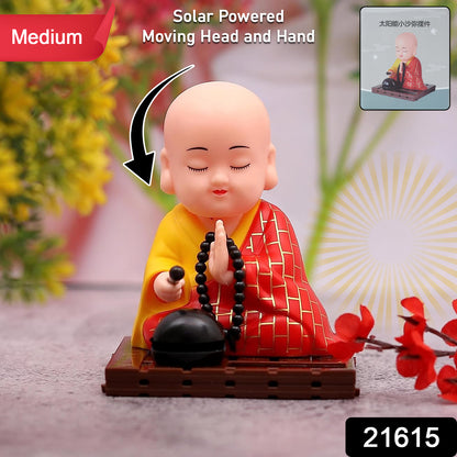 Red Solar Powered Sitting Buddha Statue (1 Pc / Medium)