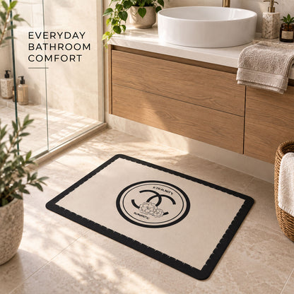 Black and Cream Bath Mat, Soft Textured Absorbent Floor Rug (1 Pc, 40x30 Cm)