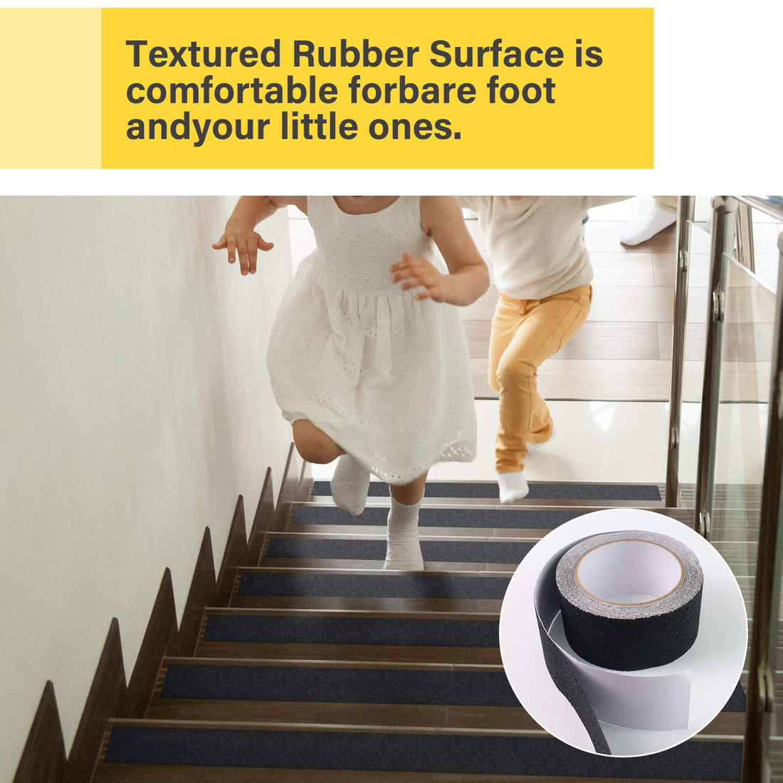 Anti Skid Tape , Heavy-duty Adhesive for Staircase, Ramps, Ladders, Floors, Prevent Slip & Falls, Long Lasting, Skid Resistant (NS0177)