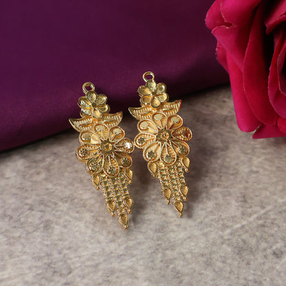 Sunburst Floral Heritage Necklace Set with Detailed Engraved Pendant & Matching Earrings