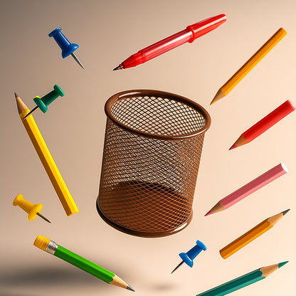 Khyati Round Metal Pen Stand – Durable Mesh Pencil Holder for Office, Home & Study Desk