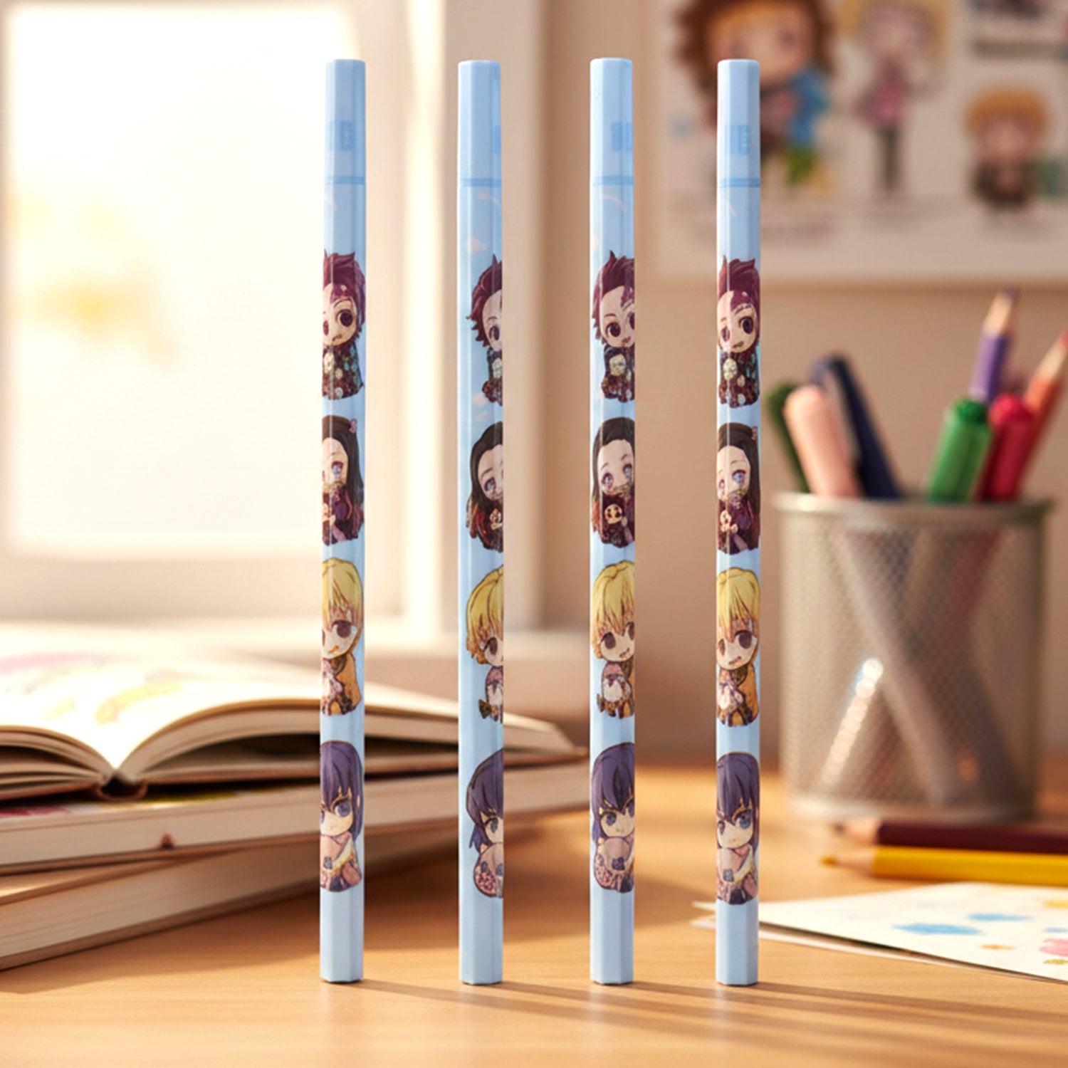 Cartoon Printed Pencil Set for Kids – Cute School Writing Pencils (4 Pc)