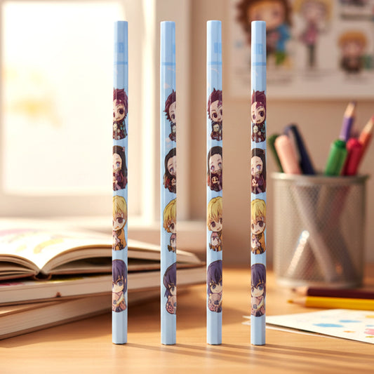 Cartoon Printed Pencil Set for Kids – Cute School Writing Pencils (4 Pc)