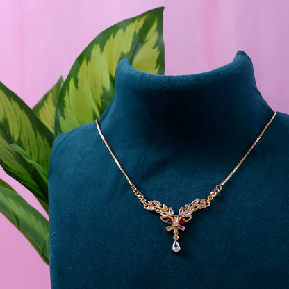 Graceful Gold-Plated Leaf Design Pendant Necklace for Women