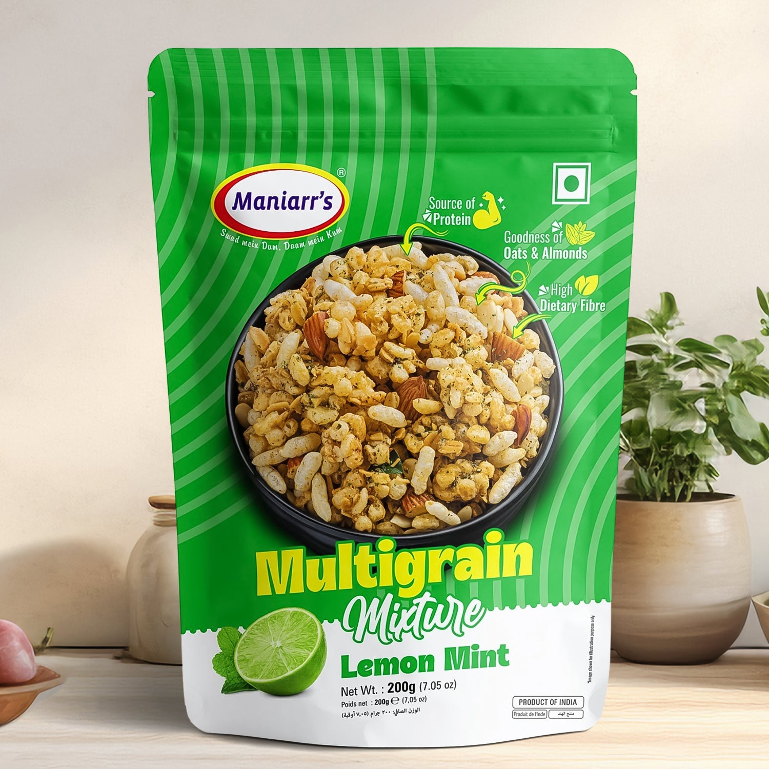 Maniarr's Lemon Mint ROASTED MULTIGRAIN MIXTURE (200Gm)