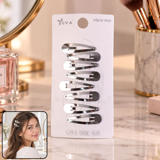 Metal snap hair clips set 4cm women